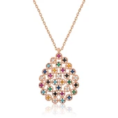 925 Ayar Gümüş Renkli Taşlı Damla Kadın Gümüş Kolye thumbnail 1