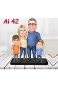 Kişiye Özel Ahşap Biblo - Aile Karikatür Biblo - 4 Kişilik Aile Biblo 14 thumbnail 1