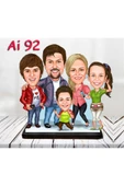 Kişiye Özel Ahşap Biblo - Aile Karikatür Biblo - 5 Kişilik Aile Biblo 14 thumbnail 1