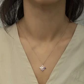 925 Ayar Gümüş Mix Taşlı Umut Çiçeği Gümüş Kolye thumbnail 2