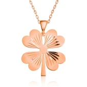 925 Ayar Gümüş Dört Yaprak Rose Yonca Kadın Gümüş Kolye thumbnail 1