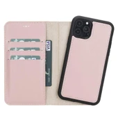 Apple iPhone 11 Pro Uyumlu Deri Cüzdanlı Kılıf Pembe - 5
