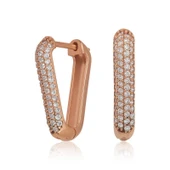 Gümüş Rose Beyaz Taşlı Üçgen Küpe thumbnail 2