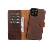Apple iPhone 11 Pro Max Uyumlu Deri Cüzdanlı Kılıf RFID G2 Kahve - 5