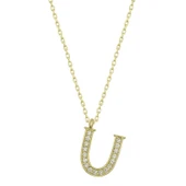 925 Ayar Gümüş U Harfi Kadın Gümüş Kolye thumbnail 1