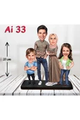 Kişiye Özel Ahşap Biblo - Tesettür Aile Karikatür Biblo - 4 Kişilik Aile Biblo thumbnail 1