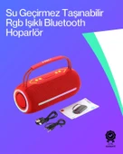 360 RGB LED'li Taşınabilir Bluetooth Hoparlör – Kırmızı, USB/TF Destekli thumbnail 1