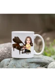 Kişiye Özel Bardak - Karikatür Bardak - Müzisyen Kadın Bardağı thumbnail 1