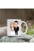Kişiye Özel Bardak - Karikatür Bardak - Gelin Damat Bardağı thumbnail 1