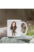Kişiye Özel Bardak - Karikatür Bardak - Kadın Asker Bardak thumbnail 1