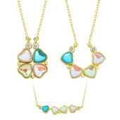 925 Ayar Gümüş Renkli Açılabilen Yonca Kadın Gümüş Kolye thumbnail 4