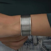 925 Ayar Gümüş Eskitme Desenli Kadın Bilezik thumbnail 3