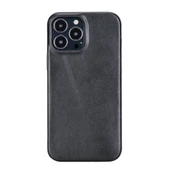 Apple iPhone 13 Pro Max Uyumlu Deri Arka Kapak ROCK RST1 Siyah thumbnail 5