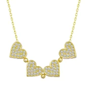 Gümüş Gold Kalpli Açılabilen Yonca Kadın Gümüş Kolye thumbnail 5