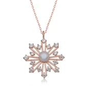 925 Ayar Gümüş Rose İncili Kar Tanesi Kadın Gümüş Kolye thumbnail 2