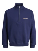 Jack Jones Norrebro Fermuarlı Yaka Relax Fit Erkek Sweat 12282899 - 5
