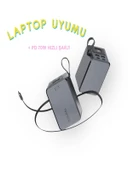 20000mAh 70W Hızlı Şarj Powerbank LCD Ekran 2x USB + 2x Type-C Type-C Kablolu Çıkışlı thumbnail 1