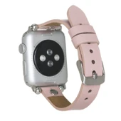 Apple Watch Uyumlu Deri Kordon 38-40-41mm ST NU2 Pembe thumbnail 2