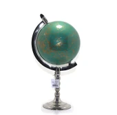 Dekoratif Dünya Yerküre Parlak Nikel Ayaklı Harita thumbnail 1