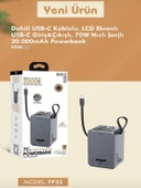 20000mAh 70W Hızlı Şarj Powerbank LCD Ekran 2x USB + 2x Type-C Type-C Kablolu Çıkışlı thumbnail 6