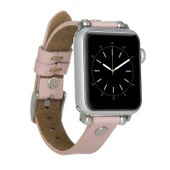 Apple Watch Uyumlu Deri Kordon 38-40-41mm ST NU2 Pembe thumbnail 5