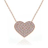 Gümüş Rose Kalp Kadın Kolye thumbnail 1