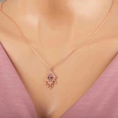 925 Ayar Gümüş Rose Nazarlı Göz Kolye thumbnail 1