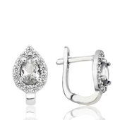 Gümüş Beyaz Taşlı Damla J Kadın Küpe thumbnail 2