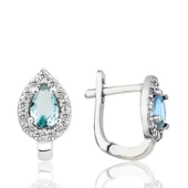 Gümüş Turkuaz Taşlı Damla J Kadın Küpe thumbnail 2