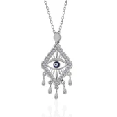 925 Ayar Gümüş Nazarlı Göz Kadın Kolye thumbnail 2