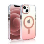 iPhone 13 Kılıf Kablosuz Şarj Özellikli Şeffaf Transparan Renk Geçişli Toros Kapak thumbnail 3