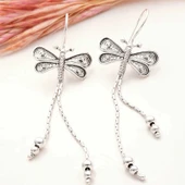 925 Ayar Gümüş Telkari Sallantılı Yusufçuk Kadın Küpe thumbnail 3