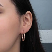 Gümüş Rose 3 mm Burgu Şarnel Küpe thumbnail 2