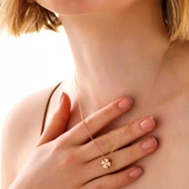 925 Ayar Gümüş Rose Dört Yapraklı Yonca Kadın Kolye thumbnail 2