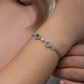 ​Gümüş Yuvarlak Zultanit Taşlı Kadın Bileklik thumbnail 3