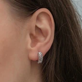 Gümüş Petek Desenli Halka Kadın Küpe thumbnail 2