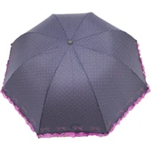 Marlux Kenarı Renkli Fırfır ve Fiyonk Detaylı Mavi Kadın Şemsiye thumbnail 4