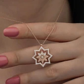 Gümüş Rose Kar Tanesi Kadın Kolye thumbnail 2