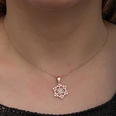 925 Ayar Gümüş Rose Kar Tanesi Kadın Kolye thumbnail 3