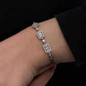 925 Ayar ​Gümüş Baget Taşlı Kadın Bileklik thumbnail 3