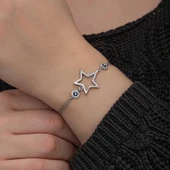 925 Ayar Gümüş Yıldız Nazarlı Kadın Bileklik thumbnail 5