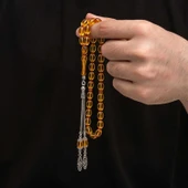 Gümüş Püskül Sıkma Kehribar Tesbih thumbnail 4