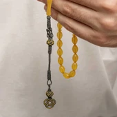 Gümüş Kazaz Püsküllü Sıkma Kehribar Tesbih thumbnail 2