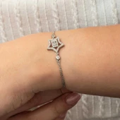 Gümüş Baget Taşlı Yıldız Kadın Bileklik thumbnail 4