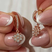 Gümüş Rose Sallantılı Güneş Kadın Küpe thumbnail 1