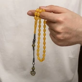 Gümüş Kazaz Püsküllü Sıkma Kehribar Tesbih thumbnail 4