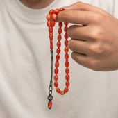 Gümüş 1000 Ayar Kazaz Püsküllü Sıkma Kehribar Tesbih thumbnail 5