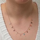 Gümüş Renkli Damla Taşlı Şans Kadın Kolye thumbnail 3