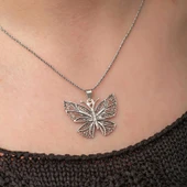 Gümüş Telkari Kelebek Kadın Kolye thumbnail 5