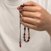 Gümüş 1000 Ayar Kazaz Püsküllü Sıkma Kehribar Tesbih thumbnail 3